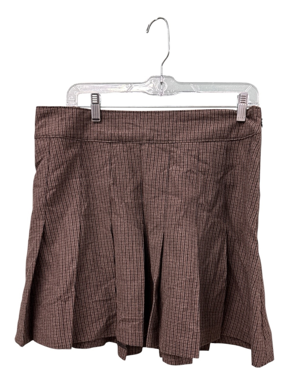 Abercrombie & Fitch Brown Micro-Check Skater Skirt